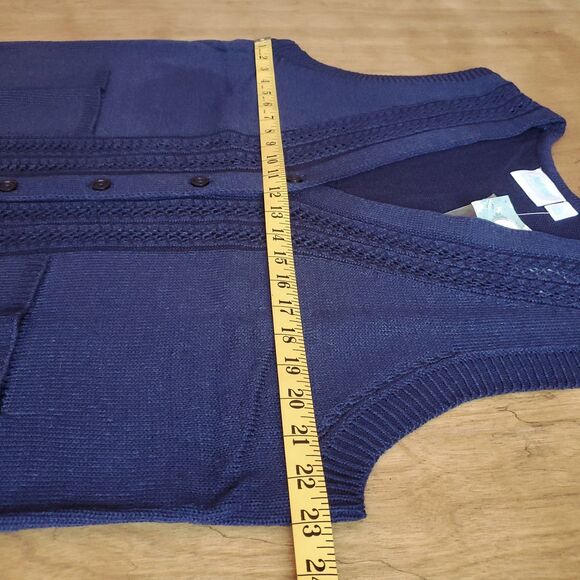NWT Navy Blue Sweater Vest Womens 1X Classic Button Up Pockets Acrylic National - Picture 6 of 7